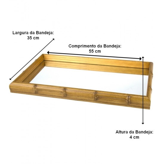 Bandeja 55cm Por 35 E 4,5cm De Bambu Espelhada